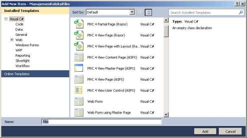 M. Faisol Riza, Tutorial Pengenalan ASP.Net MVC Part 5 – (Membuat Model) - Model Name